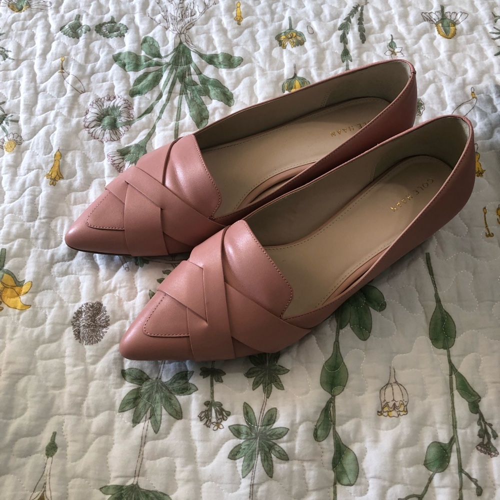 Cole Haan Camila Skimmer Leather Flats in Mahogany Rose, size 10.5